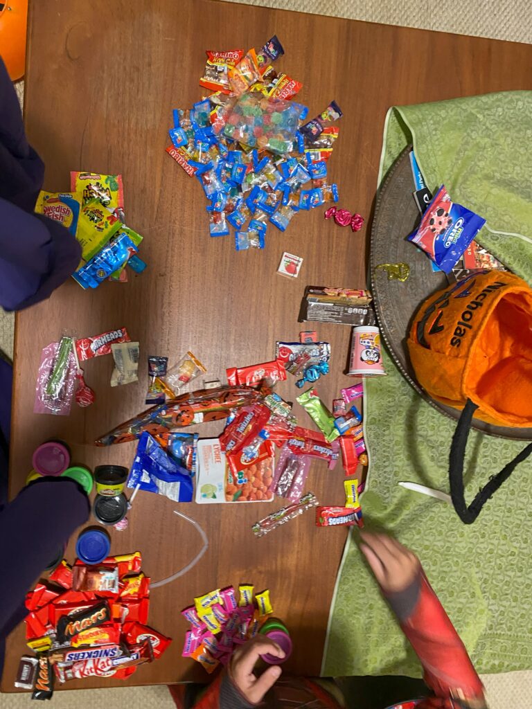 Sorting-Halloween-Candy-Stash