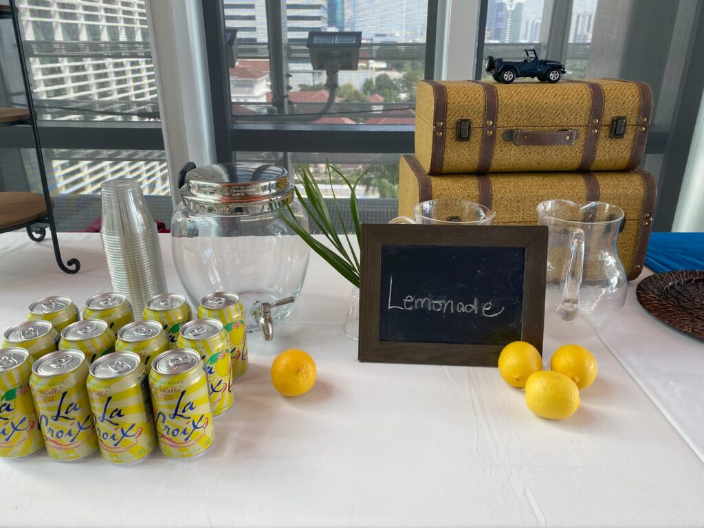 Lemonade Setup with fresh lemons